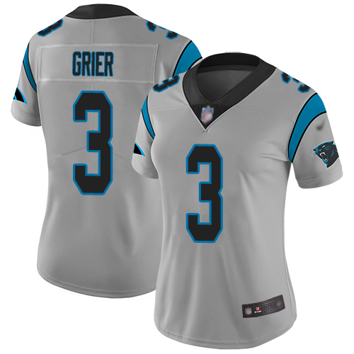 Carolina Panthers Limited Silver Women Will Grier Jersey NFL Football #3 Inverted Legend->women nfl jersey->Women Jersey